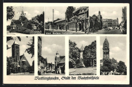 AK Recklinghausen, Kunibertistrasse, Markt, Städt. Saalbau  - Recklinghausen