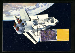 Künstler-AK Space Shuttle Mit Spacelab  - Espacio