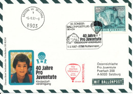 Austria Balloonflight Cover 40 Years Pro Juventute Rottenmann 5-9-1987 - Balloon Covers