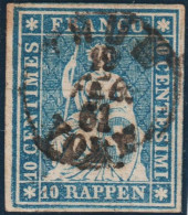 Heimat BE Thun 1861-02-19 Fingerhutstempel Auf Strubel 10 Rp. SBK#23G - Usados