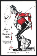 AK Made In Germany 1914, Deutsches Fabrikat, Verwundeter Soldat Mit Nasenbluten  - War 1914-18