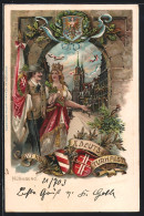 Lithographie Nürnberg, X. Deutsches Turnfest, Turner Und Göttin Mit Flagge, Wappen, Stadtansicht  - Autres & Non Classés