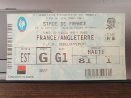 Ticket Billet Stade De France, 1er Match De Rugby, 7 Février 1998, France-Angleterre (24-17) Rugby - Tickets & Toegangskaarten