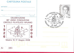 REPIQUAGE - ANNULLO SPECIALE "VIAREGGIO CENTRO (LU)*10.6.2006*/80° FONDAZIONE CIRCOLO FILATELICO APUANO" - Stamped Stationery