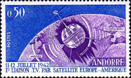 Andorre (F) Poste N** Yv:165 Mi:178 1re Liaison T.V. Par Satellite Europe-Amérique (Thème) - Télécom
