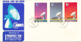 Jamaica FDC 17-2-1972 Opening Of Prospect Pen Earth Station Complete Set Of 3 With Cachet - Giamaica (1962-...)