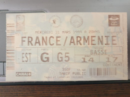 Ticket Billet Stade De France, 31 Mars 1999, France-Arménie (2-0, Wiltord, Dugarry) Football - Tickets & Toegangskaarten