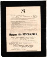 Flobecq 1851 - Everbecq 1937 , Julie  Deschauwer - Obituary Notices