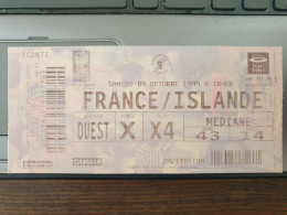 Ticket Billet Stade De France, 9 Octobre 1999, France-Islande (3-2, Djorkaeff, Trezeguet) Football - Eintrittskarten