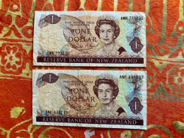 Pair Of 2 Banknotes 1$ Dollar - NEW-ZEALAND - Queen Elizabeth II - Nueva Zelandía