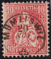 Heimat BE Mümmliswil 186?-11-20 Fingerhutstempel Auf 10 Rp. Sitzende Helvetia Karmin - Used Stamps