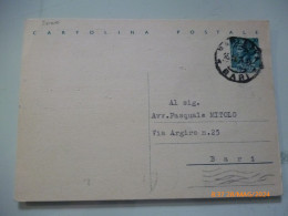 Cartolina Postale Viaggiata  Da Barletta A Bari "Avv. Pasquale Nitolo" 1954 - 1946-60: Marcophilie