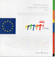 POLAND 2011 POLISH POST OFFICE LIMITED EDITION FOLDER: POLISH PRESIDENCY EU COUNCIL EUROPEAN UNION & STARS ENVELOPE - Altri & Non Classificati