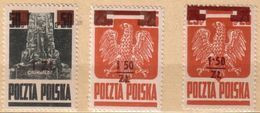 Poland 1945 Mi 408 - 409b, Overprint - New Price. Variety 1.50. Eagle  MNH - Ongebruikt