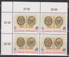 1980 , Mi 1634 ** (3) -  4er Block Postfrisch - 100 Jahre Österreichisches Rotes Kreuz - Ungebraucht