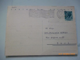 Cartolina Postale Viaggiata  Da Barletta A Bari "Avv. Pasquale Nitolo" 1954 - 1946-60: Poststempel