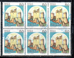 REPUBBLICA ITALY REPUBLIC 1980 CASTELLI D'ITALIA CASTLES CASTLE ROCCA DI CALASCIO LIRE 50 BLOCCO BLOCK USATO USED - 1971-80: Afgestempeld