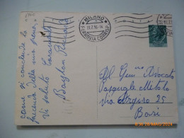 Cartolina Postale Viaggiata  Da Milano A Bari "Avv. Pasquale Mitolo" 1956 - 1946-60: Marcofilie