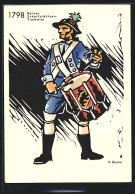 Künstler-AK Sign. H. Beutler: Berner Scharfschützen-Trommler In Uniform 1798  - Autres & Non Classés