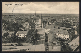 CPA Hagenau, Vue Générale Avec Strasse Et L'Église  - Sonstige & Ohne Zuordnung