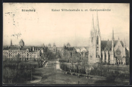 CPA Strassburg, Kaiser Wilhelmstrasse U. Ev. Garnisonskirche  - Autres & Non Classés