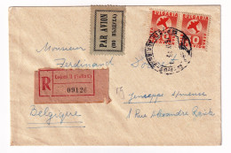 Registered 1949 Bulgarie Bulgaria Sofia София Par Avion България Jemappes Belgique Poste Aérienne - Covers & Documents