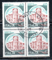 REPUBBLICA ITALY REPUBLIC 1980 CASTELLI D'ITALIA CASTLES BLOCK QUARTINA LIRE 40 CASTELLO URSINO CATANIA USATO USED - 1971-80: Afgestempeld