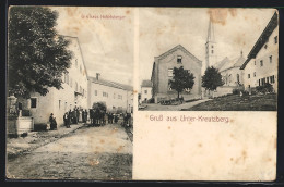 AK Freyung, Unter-Kreutzberg, Gasthaus Hobelsberger, Ortspartie Mit Kirche  - Freyung