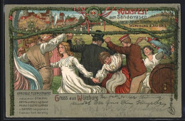 Lithographie Ganzsache Bayern PP15C51 /02: Würzburg, Volksfest Am Sanderrasen 1903, Veranstaltet V. Verschönerungsve  - Briefkaarten