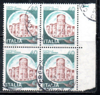 REPUBBLICA ITALY REPUBLIC 1980 CASTELLI D'ITALIA CASTLES BLOCK QUARTINA LIRE 40 CASTELLO URSINO CATANIA USATO USED - 1971-80: Oblitérés