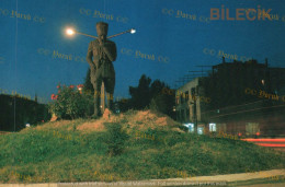 Bilecik, Atatürk Statue At Night. (Original Postcard, 1970/80, 10x15 Cm.) * - Turquie