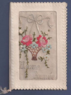 CPA, Carte Postale Brodée, Bonne Année - Embroidered