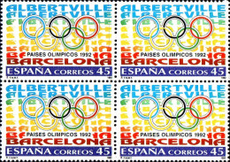 Espagne Poste N** Yv:2808 Mi:3073 Paises Olimpicos Alberville Barcelona Bloc De 4 - Nuevos