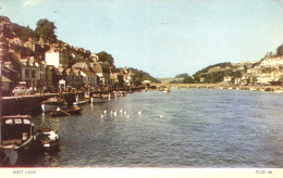 WEST LOOE, CORNWALL, ENGLAND, PORT, BOATS, ARCHITECTURE, SWAN, BRIDGE, UNITED KINGDOM, POSTCARD - Autres & Non Classés