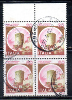 ITALIA REPUBBLICA ITALY REPUBLIC 1980 CASTELLI CASTLES BLOCK QUARTINA LIRE 60 TORRE NORMANNA S. MAURO FORTE USATO USED - 1971-80: Gebraucht