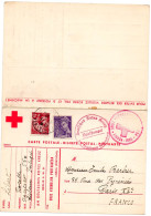 PORTUGAL. 1942. MESSAGE CROIX-ROUGE PORTUGAISE. VIA ALEMAGNE ET FRANCE. CARTE POSTALE REPONSE (non Utilisée). - Marcofilia