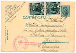 ROUMANIE. 1939 .RARE ENTIER POSTAL. INTERNE POLONAIS."DEUTSCHES OKUPATIONS GEBIET OSTEN DIENSTPOST". - World War 2 Letters