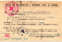 ITALIE1944. RARE MESSAGE  CROIX-ROUGE. ITALIEN PRIS.GUERRE AUX USA. TRIPLE CENSURE. - Marcofilía