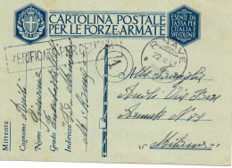 ITALIE.1943.RARE. "R.NAVE - PO". CORRESPONDANCE FAMILIIALE ;CENSURE - Poste Militaire (PM)