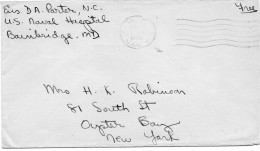 ETATS-UNIS ."US NAVAL HOSP.BAINBRIDGE M.D"..L.F.M."AMERICAN RED CROSS". - Cartas & Documentos