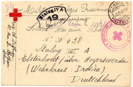 BELGIQUE.1941-PRIS.DE GUERRE BELGE EN ALLEMAGNE.'STALAG IV A ".CENSURE. . C.P.F.CROIX-ROUGE. - WW II (Covers & Documents)