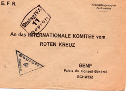 ALLEMAGNE.1942.DOUBLE CENSURE. E.F.R. CROIX-ROUGE GENÈVE. "STALAG IV A.".  - Covers & Documents