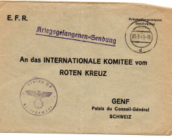 ALLEMAGNE.1941.E.F.R. CROIX-ROUGE GENÈVE.CENSURE "STALAG IV.". - Lettres & Documents