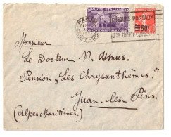 PARIS St ROCH Lettre Ob Meca 1927 CHEQUES POSTAUX Yv 225 Semeuse 50c/1,05F + Timbre Italien ? - 1921-1960: Modern Period