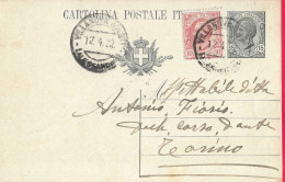 INTERO CARTOLINA POSTALE LEONI C.15(+10)(INT. 44\19) DA VILLANOVA D'ASTI*12.4.22* PER TORINO - Storia Postale