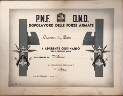 P.N.F. O.N.D. Dopolavoro Delle Forze Armate Sezione Di Milano  Mf.012 - Documentos Históricos