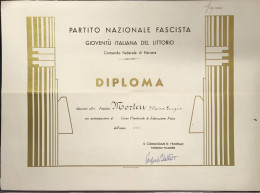 Partito Nazionale Fascista Gioventù Italiana Del Littorio Diploma Anno XVII  Mf.013 - Documents Historiques