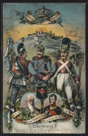 Künstler-AK Würzburg, 100jährige Feier Des K. Bayr. Inf.-Regiments Fürst Wrede 1903, Ganzsache Bayern  - Régiments