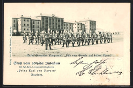 AK Augsburg, 200jähriges Jubiläum Des Kgl. Bayr. 3. Infanterie-Regiments Prinz Karl Von Bayern, Ganzsache Bayern  - Régiments
