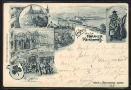 Künstler-AK Fürth, Kirchweih, Hotel Kütt, Karussell, Ganzsache Bayern  - Postcards